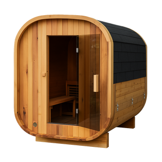 Brisbane Outdoor Sauna - Canadian Red Cedar barrel sauna in a backyard setting