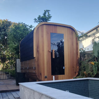Brisbane Outdoor Sauna, Canadian red cedar barrel exterior